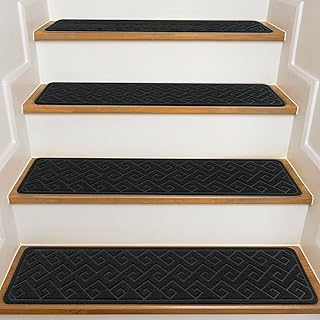 Stair Treads for Wooden Steps Indoor, 15 Pack 8" X 30" Non Slip Carpet Stair Treads with Reusable Adhesive for Kids Elders and Dogs, Surface Polyester TPR Backing Stair Rugs