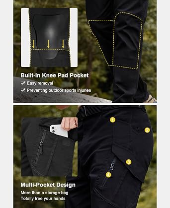 Susclude Men's Outdoor Cargo Work Trousers Military Tactical Pants Ripstop Assault Combat Trousers Hiking Pants Men