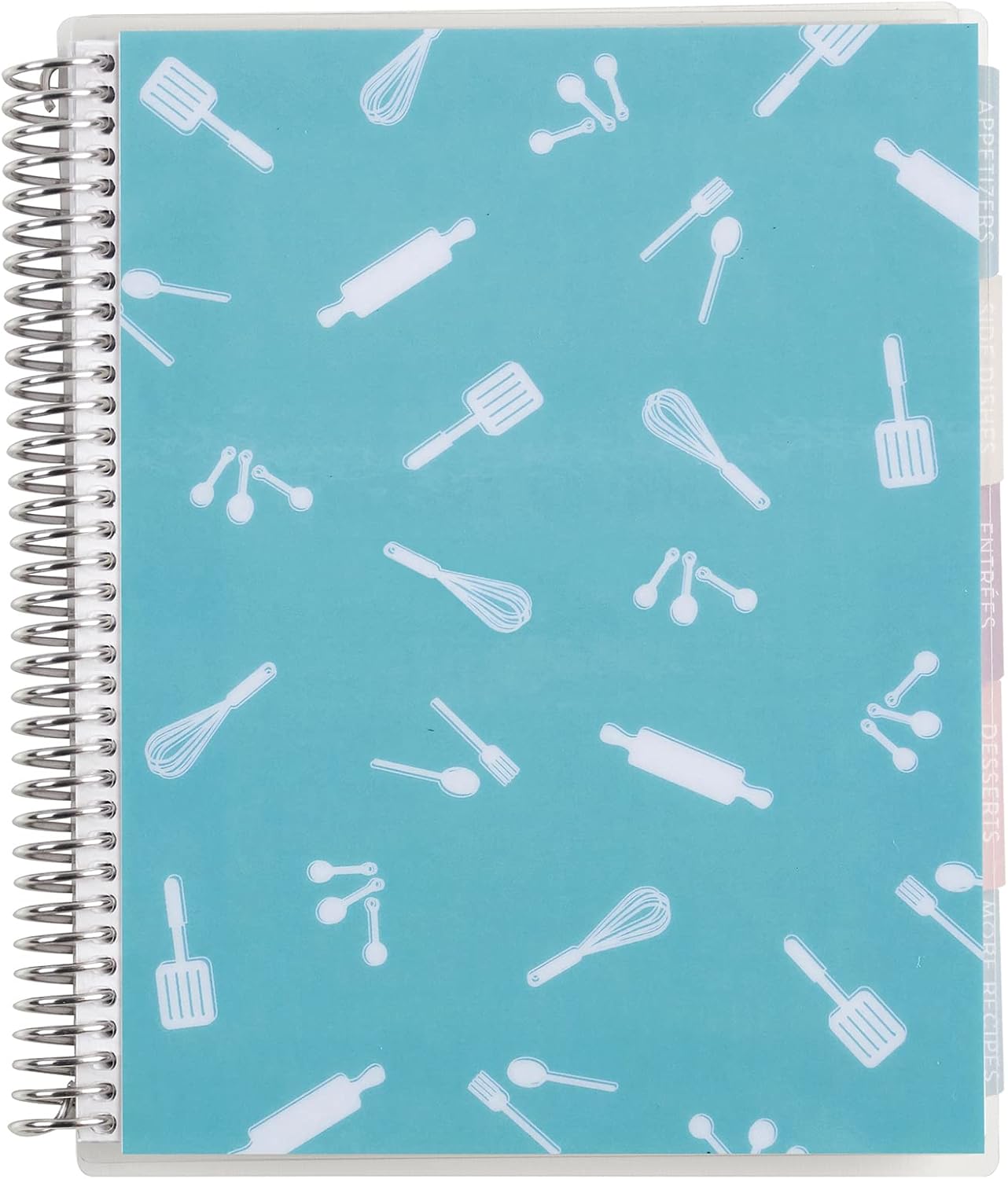 Erin Condren Spiral Coiled Recipe Prompted Notebook - Metallic Wet-Erase Interchangeable Designer Cover with 160 Pages, 80 Sheets of Heavy 80# Paper