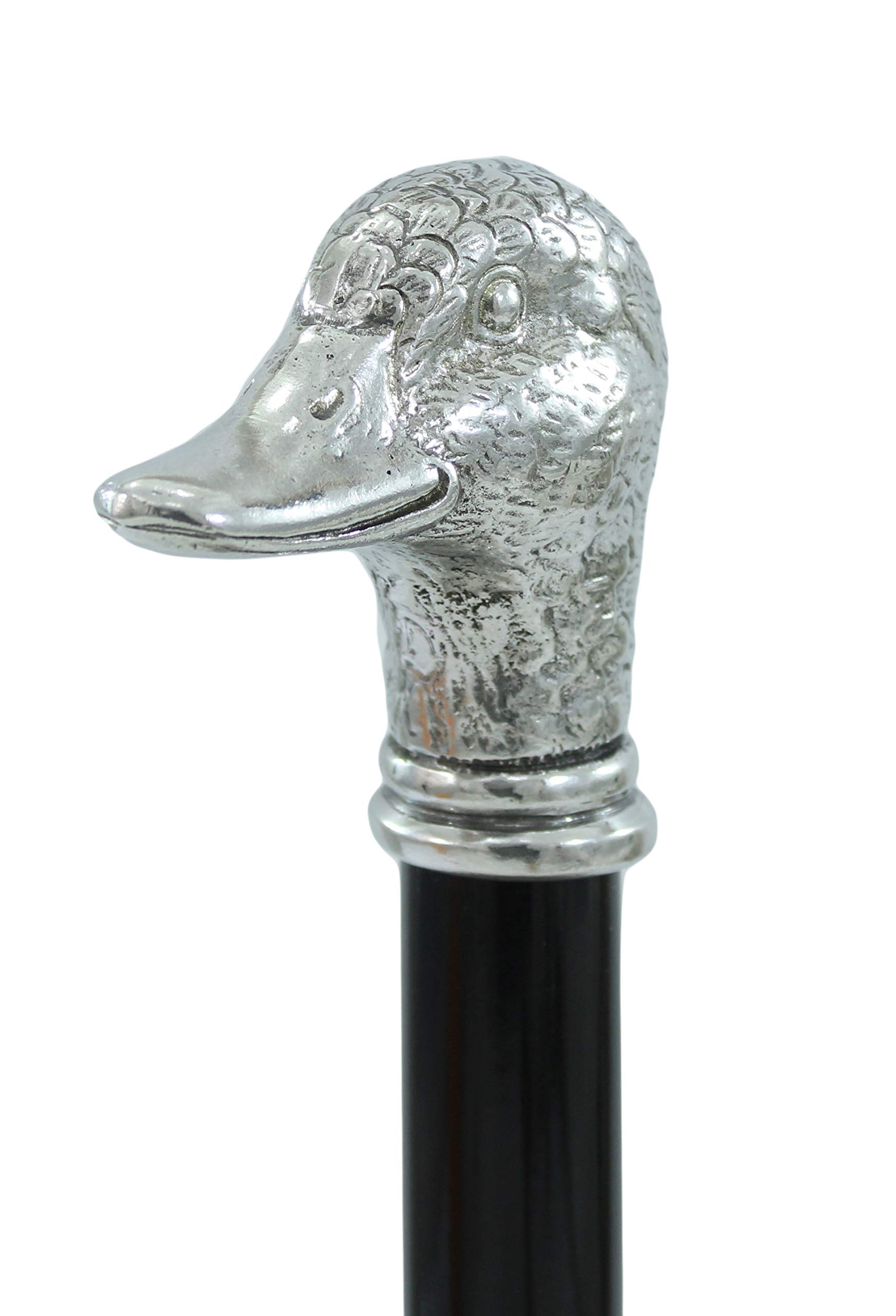 CAVAGNINI Esclusivo Bastone da Passeggio di Lusso Uomo Donna, Testa Papera Anatra Peltro Lucido Argento, Personalizzato Incisione Nome, Regalo Elegante Pensionamento Nonno Papà Made in Italy 97cm