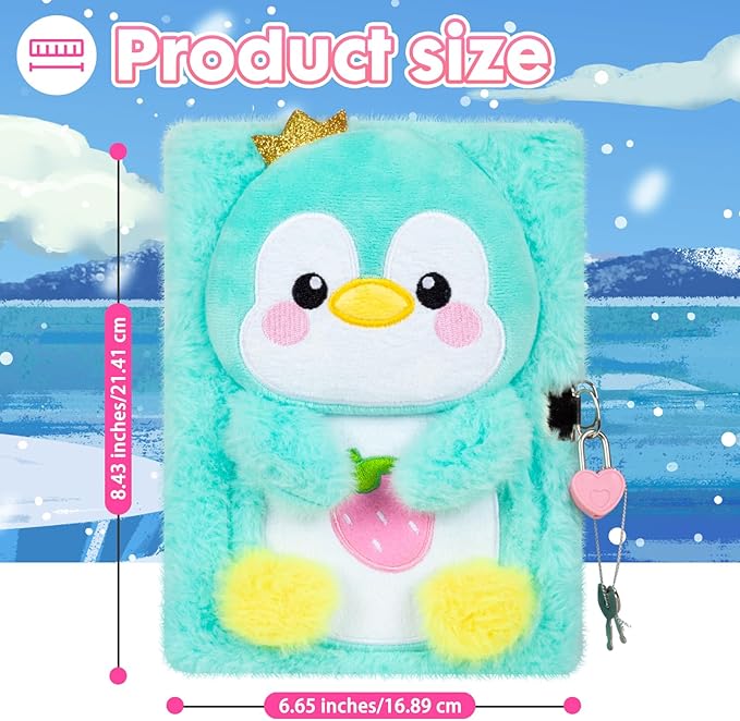 Diario de Pingüino de Peluche con Candado para Niñas miniatura 3