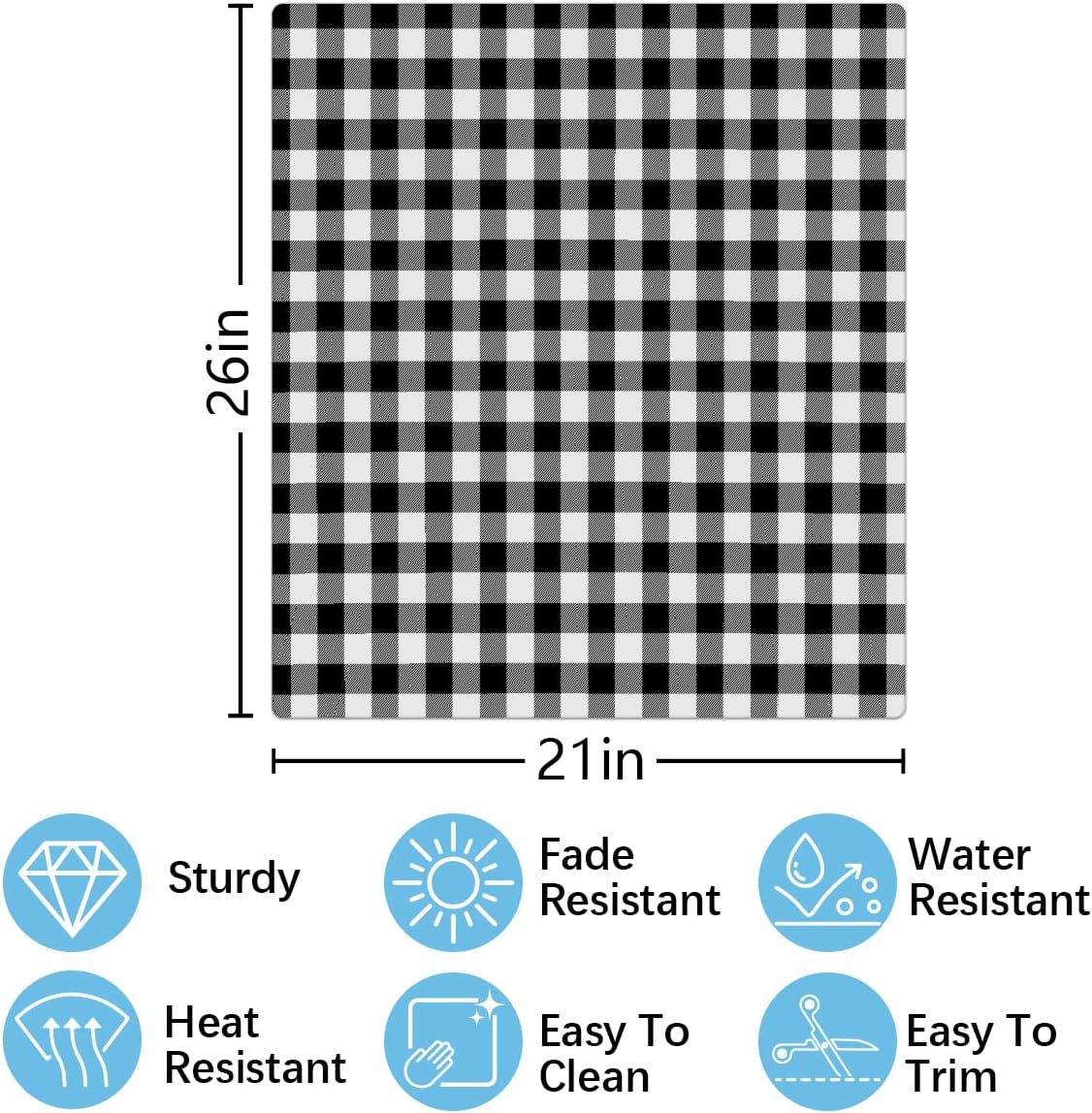 Dishwasher Covers Refrigerator Magnetic Panel Decals Black White Plaid Reusable Dishwasher Door Covers Decorative 21" x 26" Inch