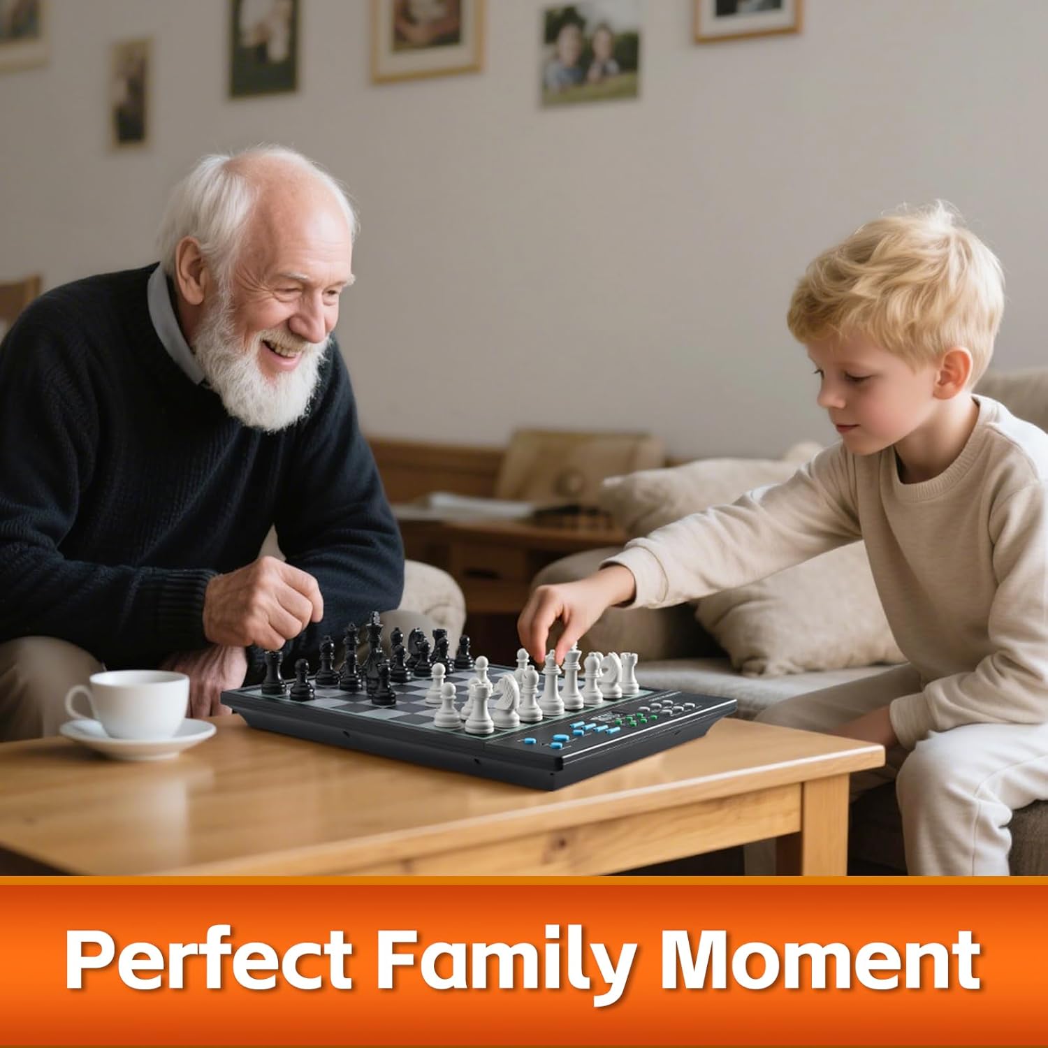 Advanced Electronic Chess Board, Smart Computer Chess Set, AI Voice Coach Learning for Kids, ELO 2200+ for Improving Players, Magnetic Large Pieces & Board Perfect for Adults, LCD Display(Black)