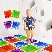 Edusense Sensory Liquid Floor Tiles for Kids - Autism Sensory Toys, Anti-Slip Play Mats, Multi-Color 4-Pack 12x12