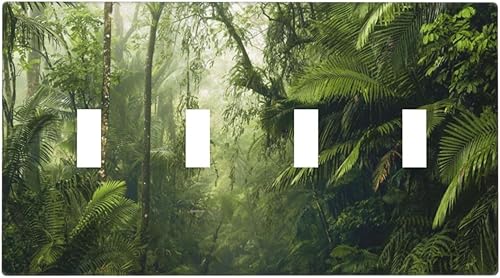 Miniatura 140 de Cubierta de interruptor de luz de 3 cuadrillas con diseño de flores azules púrpuras, cubierta de placa de pared de triple palanca, arbustos florales