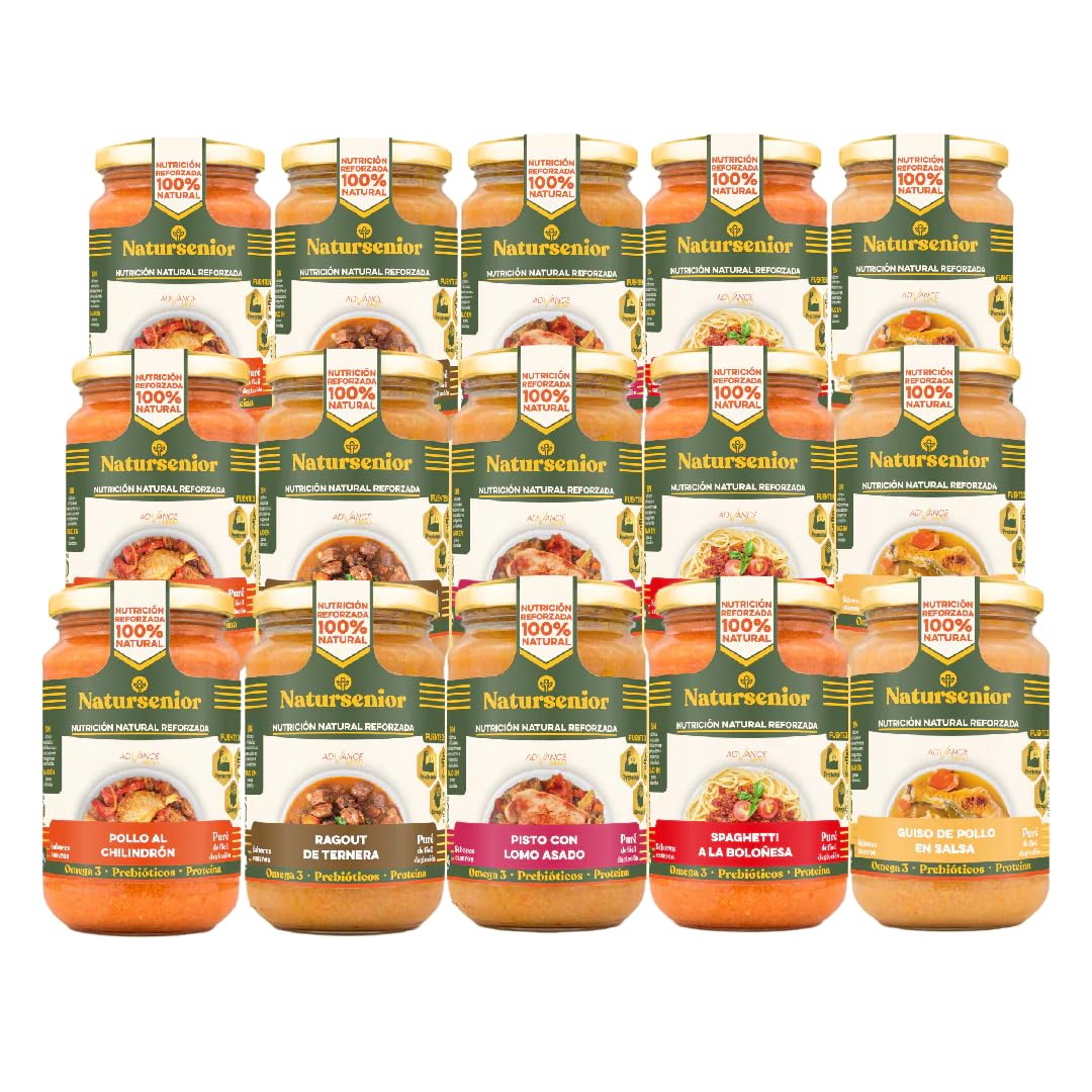 Natursenior - Pack Purés Variados Carne x15 - Comida Natural Triturada para Mayores - Recetas Caseras y Enriquecidas - 340g