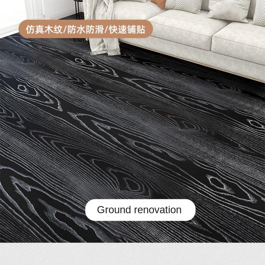 Pavimento Pvc Adesivo Adesivi For Pavimenti In Finto Legno, Autoadesivi, Spessi, Antiscivolo E Resistenti All'umidità, Soggiorno, Camera Da Letto Bagno(Black brown wood,5mx58cm)