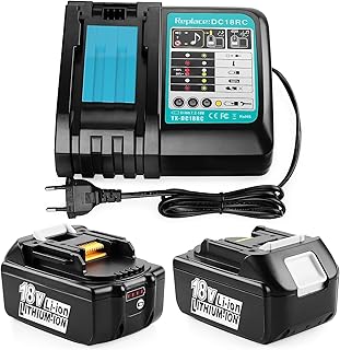 Energup 2X 18V 5.0Ah Baterías con Cargador de Repuesto para Makita Batería 18V BL1850 BL1815 BL1820 BL1830 BL1840 BL1850B DC18RC DC18RD