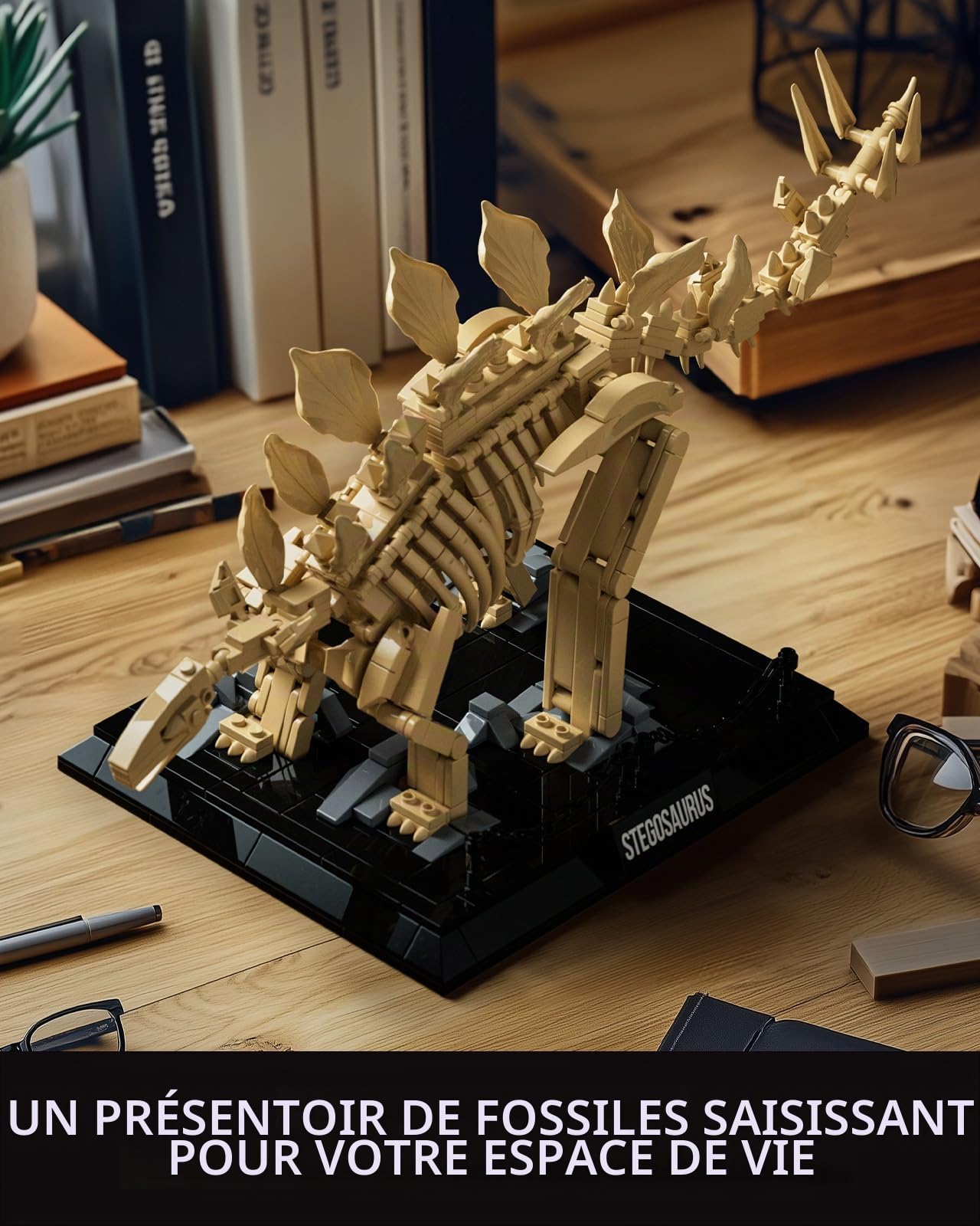 Nifeliz Fossiles de Dinosaures Le Crâne du Stegosaurus Set de Construction pour Adultes, 665 Pièces
