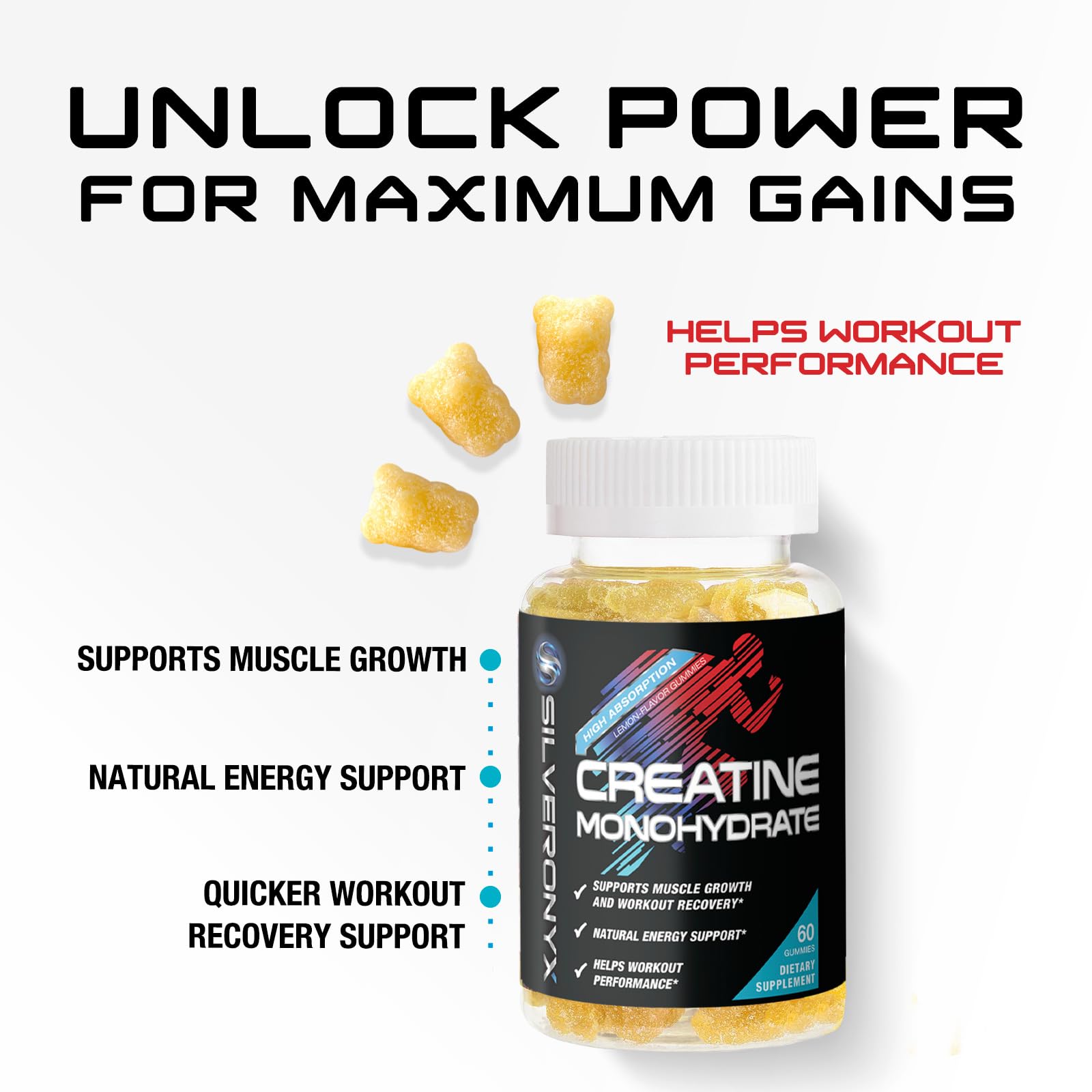 Creatine Gummies - 1000 MG (1g) Creatine Monohydrate per Gummy - Best Micronized, Sugar Free Creatine Chewable for Men & Women - Supports Lean Muscle, Strength, Energy & Endurance - 60 Lemon Gummies — Amazon image 4