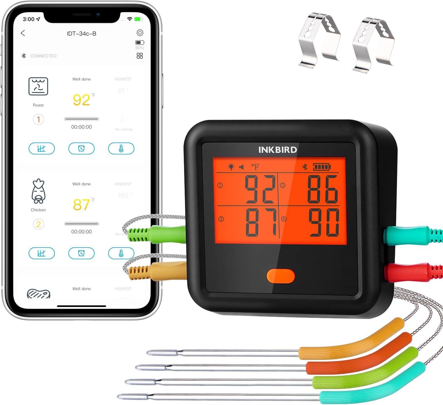 Inkbird Ibt 4xs Grill Thermometer Wireless Meat Thermometer With
