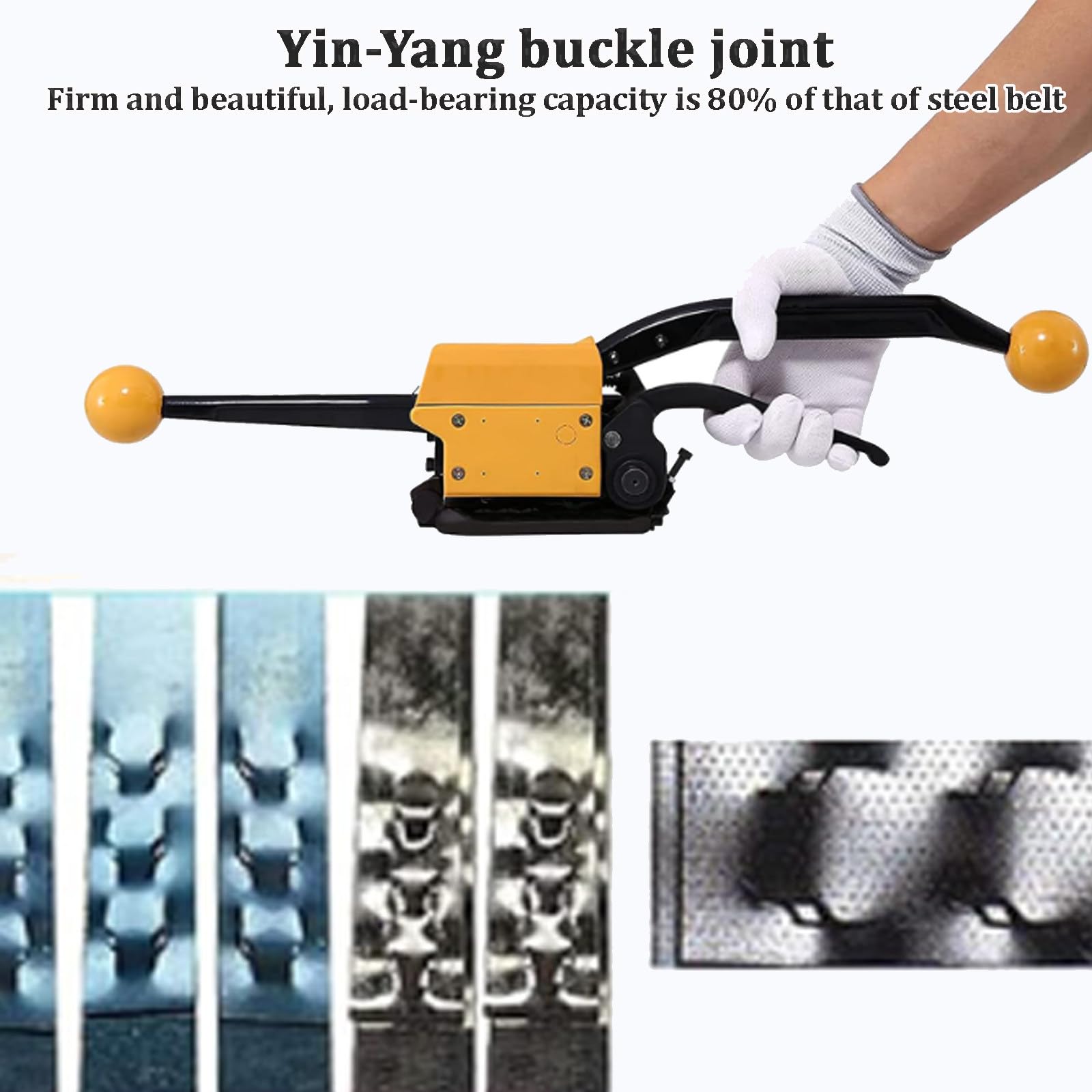 Umreifungswerkzeug aus Stahl, 3-in-1, Spanner, Crimpzange für 13–19 mm breite Metallbänder, dichtloses Kombinationswerkzeug für Verpackung und Versand