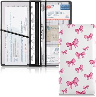 Cute Bow Tie 8 Car Registration and Insurance Card Holder, Leather Glove Box Organizer, Multi-color Car Registration Holder for Women Men