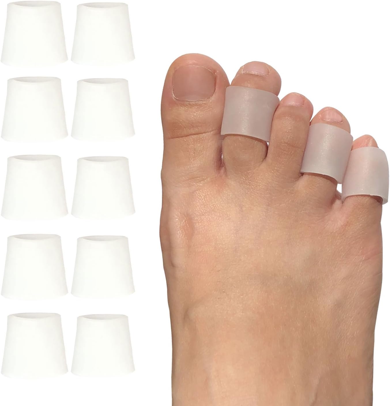 Toe Protectors, Toe Caps & Toe Sleeves for Corns, Calluses, Blisters, Ingrown Toenails & Toe Irritations, Gel Pinky Toe Covers for Men & Women (5 Pairs)