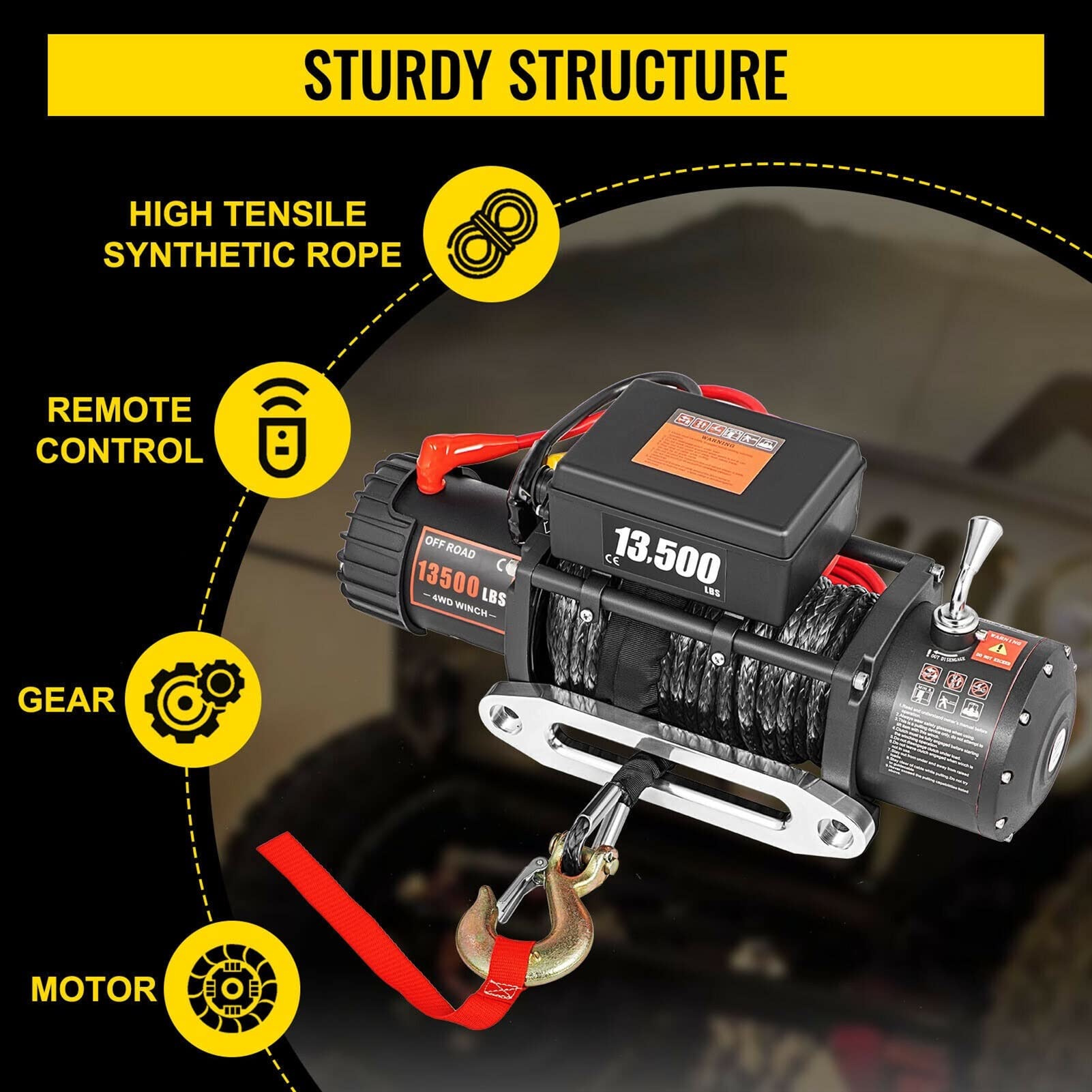 3000-1350 0lbs 12V Cabrestante eléctrico for cuerdas de remolques de automóviles sintheicos 4x4 Correa de remolque con control inalámbrico Canal de televisión británico Camión fuera de camino Más pote