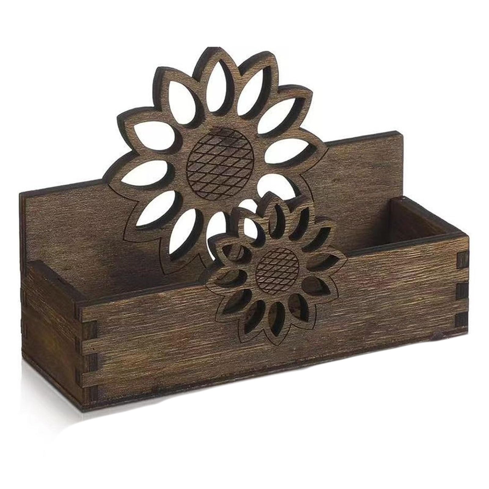 Wcxozerty Brown Business Card Holder Wooden Business Card Box Organizer Office For Office Home