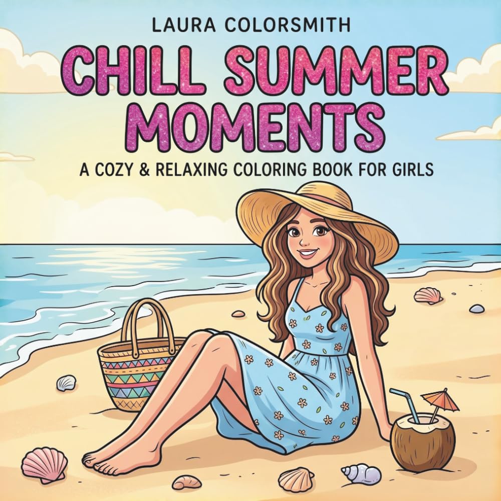Chill Summer Moments – A Cozy & Relaxing Coloring Book for Girls: A Soft & Calm Coloring Book with Cute Girls, Summer Fashion, Picnics & Peaceful Everyday Moments (Summer Girls Coloring Book)