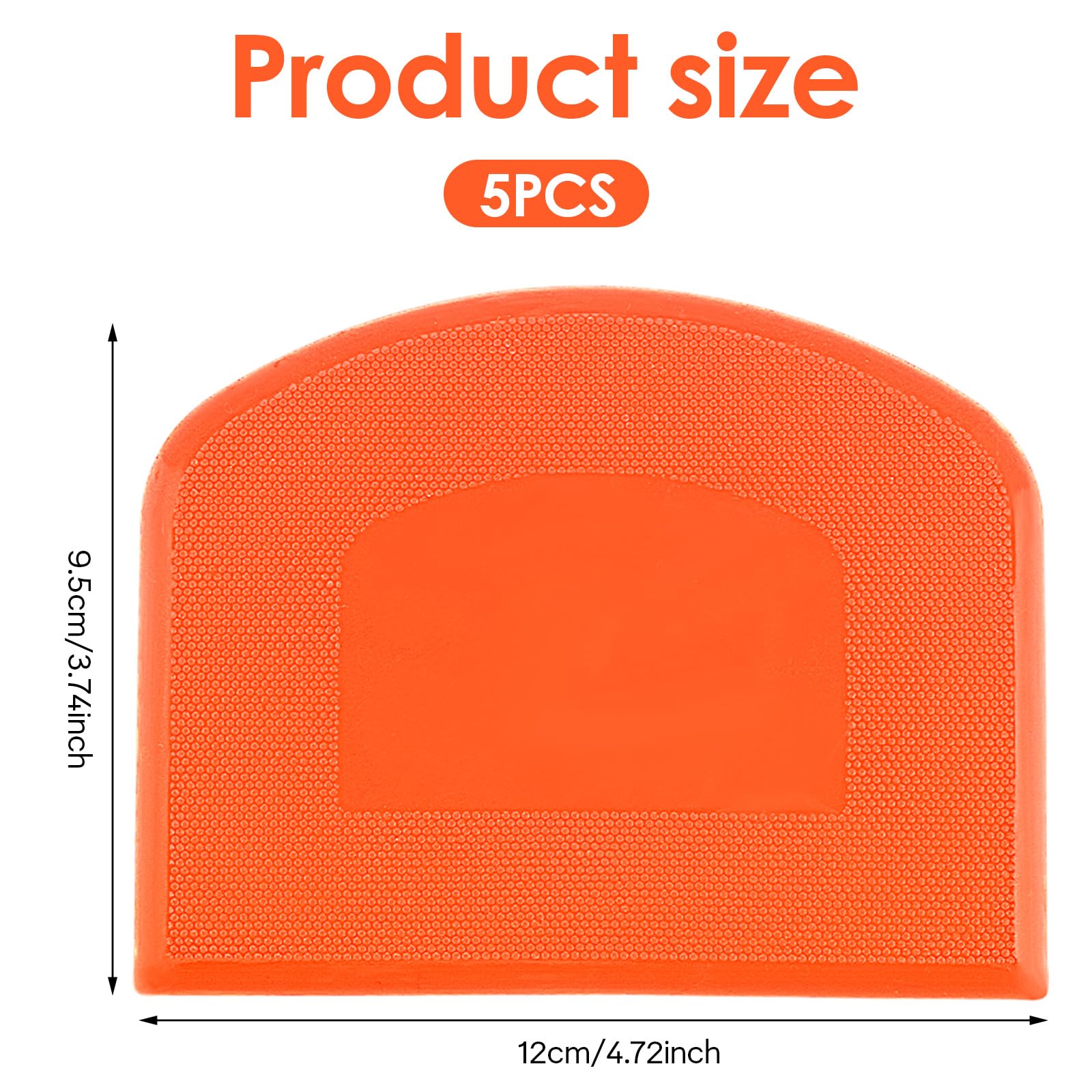 5 Pcs Plastic Bench Scraper Flexible Dough Scraper Bpa Free Pe Plastic Flexible Bowl Food-Safe Silicone Bench Scraper For Bread Cake Dough Fondant Icing (White, Green, Orange, Pink) - Image 2