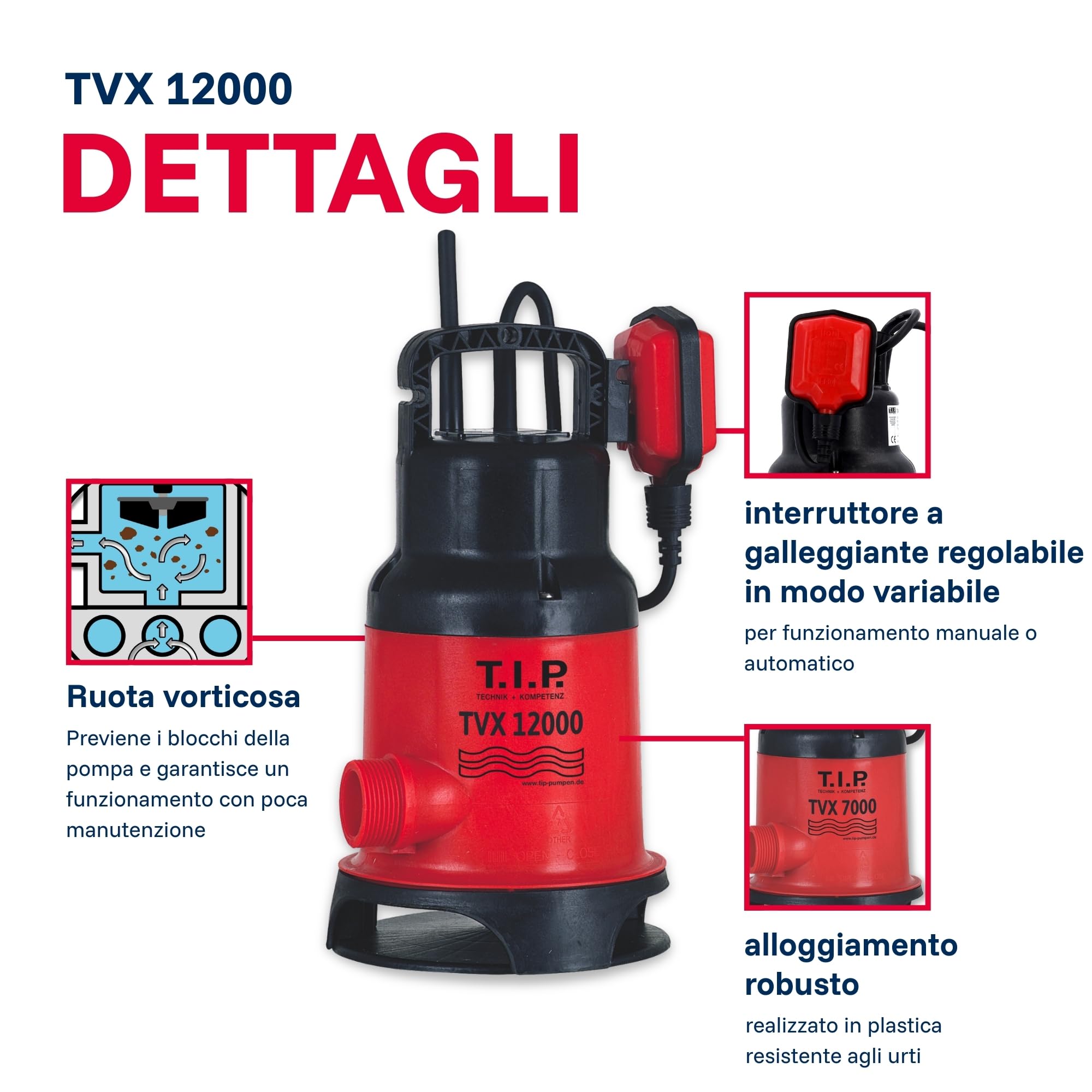 T.I.P. 30261 - Pompa sommersa per acque sporche TVX 12000