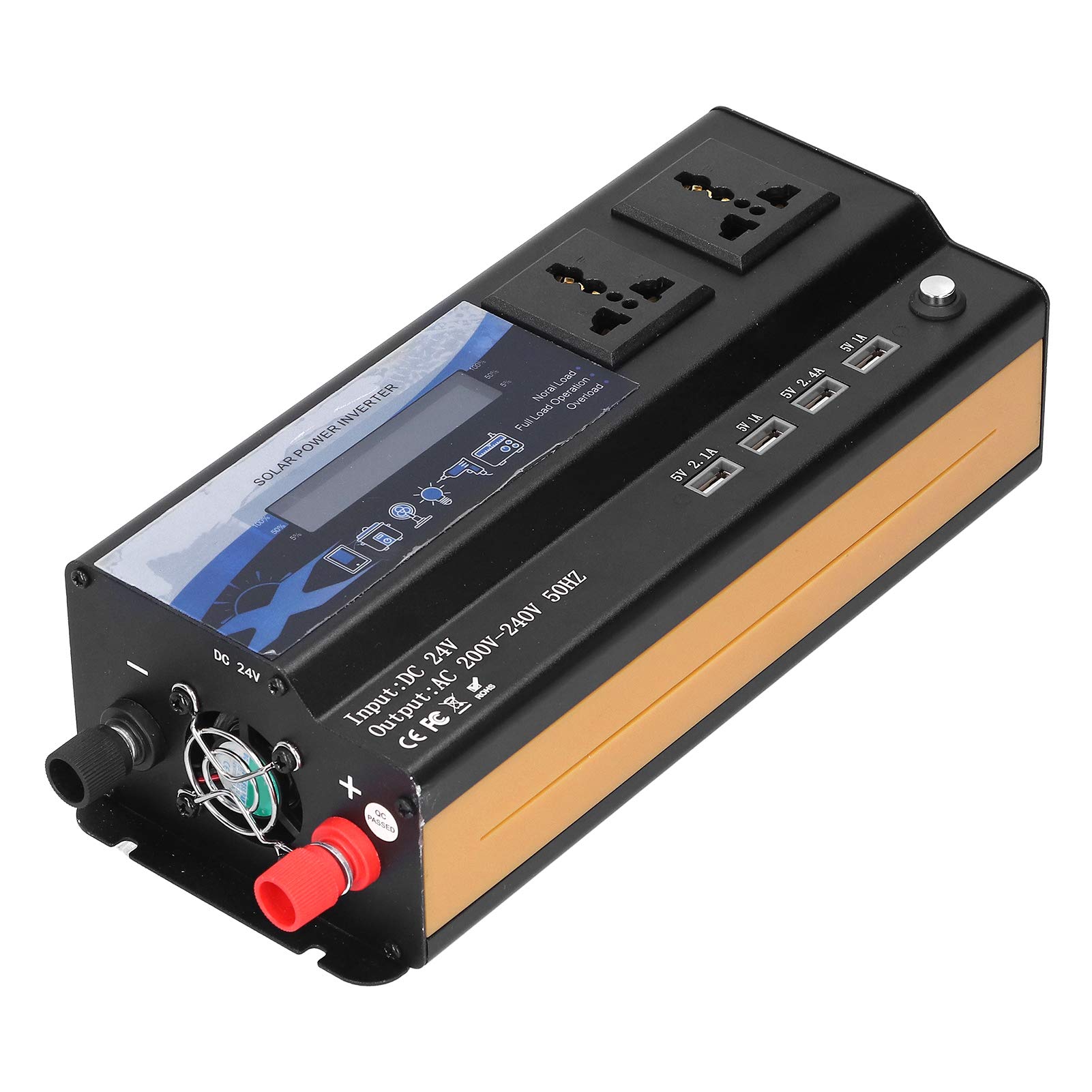 Cocoarm Falownik Samochodowy Przetwornica Mocy ze Stopu Aluminium 6000 W Szczytowa 900 W Rzeczywista Zmodyfikowana Fala Sinusoidalna 2 USB 2 Typ C LED Światło do Wycieczek Kempingowych i Użytkowania