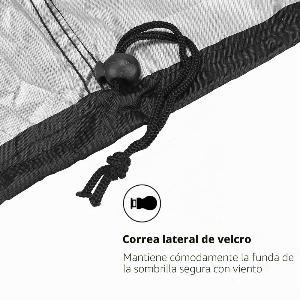 Funda para Muebles de Jardín Exterior 420D Oxford 270x180x89cm | Negro, 420D Oxford, Impermeable, Anti-UV y Resistente al Desgarro, con Cordón y Correas, para Mesa y Muebles de Jardín