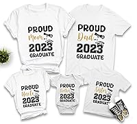 Vista 5 de Proud Family 2023 Graduate Shirts Graduation Class 2023 Gold Squad T-Shirts Proud Mom Dad Sister Brother Graduate Tees Custom Shirt, Golden