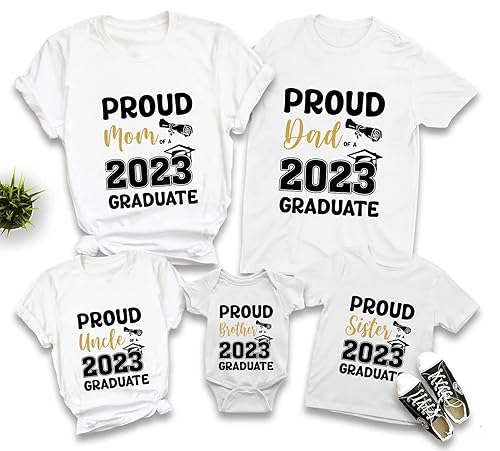 Miniatura 5 de Proud Family 2023 Graduate Shirts Graduation Class 2023 Gold Squad T-Shirts Proud Mom Dad Sister Brother Graduate Tees Custom Shirt, Golden