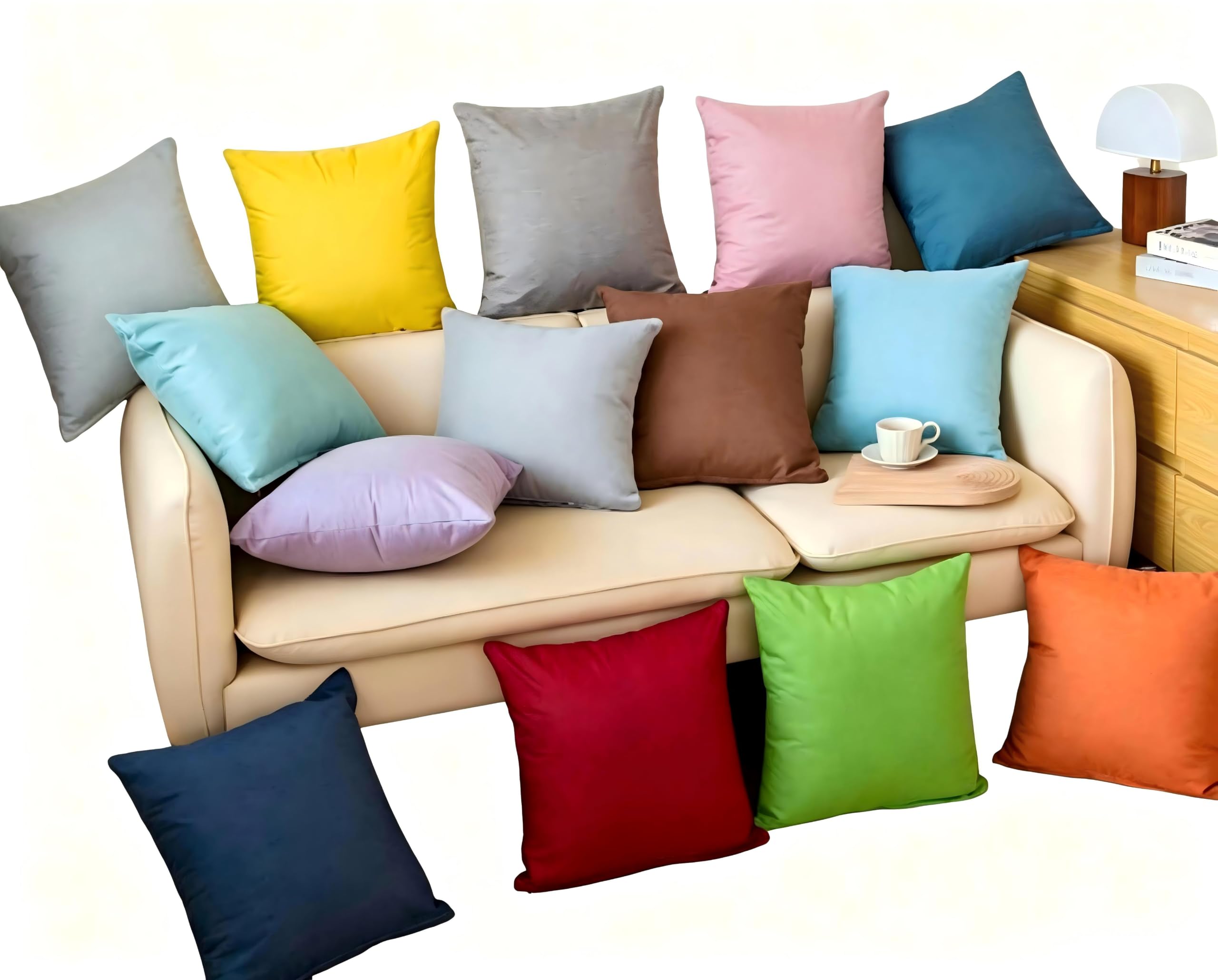 Coliang 2017 Candy Solid Color Throw Pillow Case Fashion Cushion Sofa Bed Office Spandex Supersoft Back Cushion Two Sides Pillow Cover 24x24 Inch (60x60CM) - Cream White-image-38