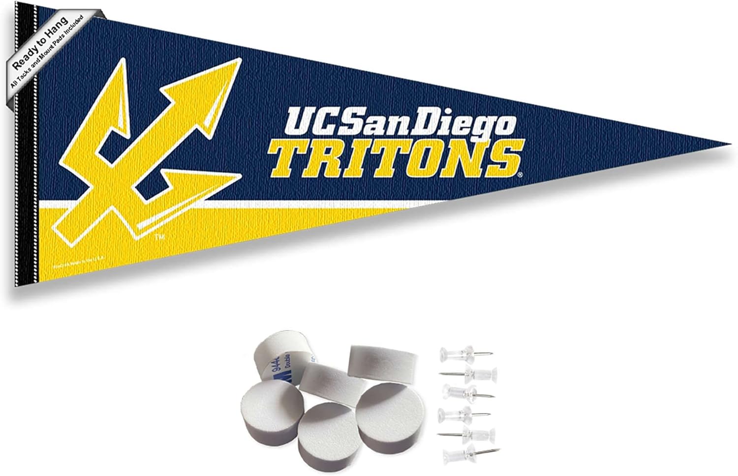 College Flags & Banners Co. San Diego Tritons Pennant Flag and Wall Tack Mount Pads
