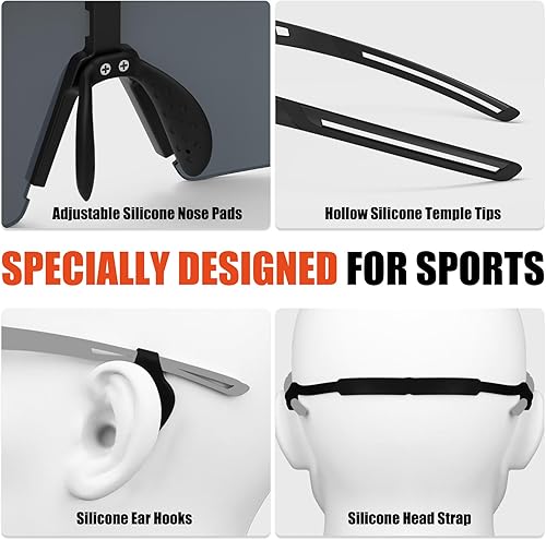 Miniatura 5 de X-TIGER Gafas de ciclismo polarizadas con 5 lentes intercambiables MTB ciclismo béisbol correr deportes de sol para hombres y mujeres #1 Negro, #2