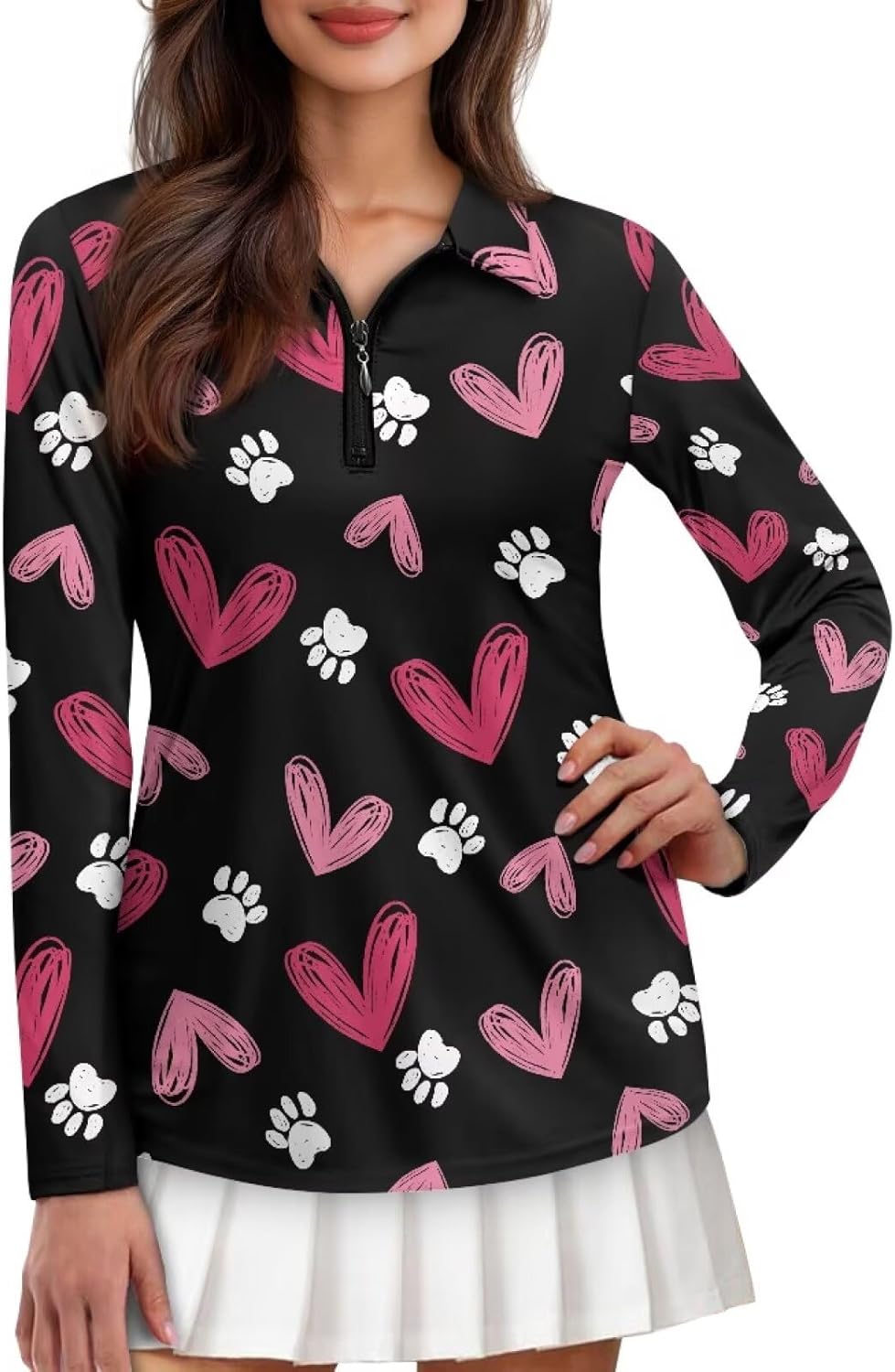 Women's Tennis Golf Shirt Long Sleeved Top Sun Protection Sport Activewear V-Neck Quick Dry Workout Athletic Shirts