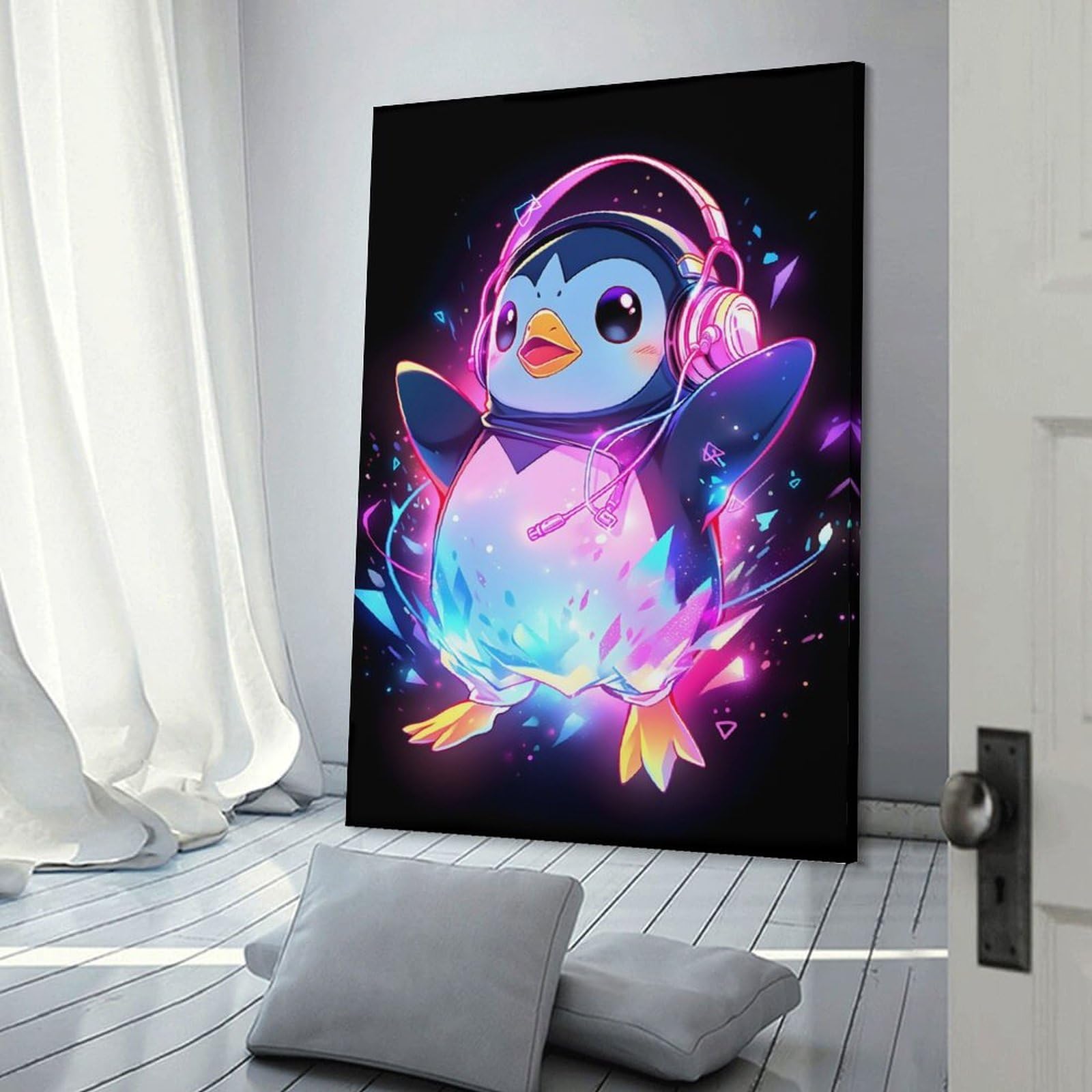 Junmoney Canvas Wall Decor Epic Party Penguin, 20x30inch(50x75cm), for Living Room, Bedroom, Office Or Hallway, Decorative Artwork with Broad Appeal
