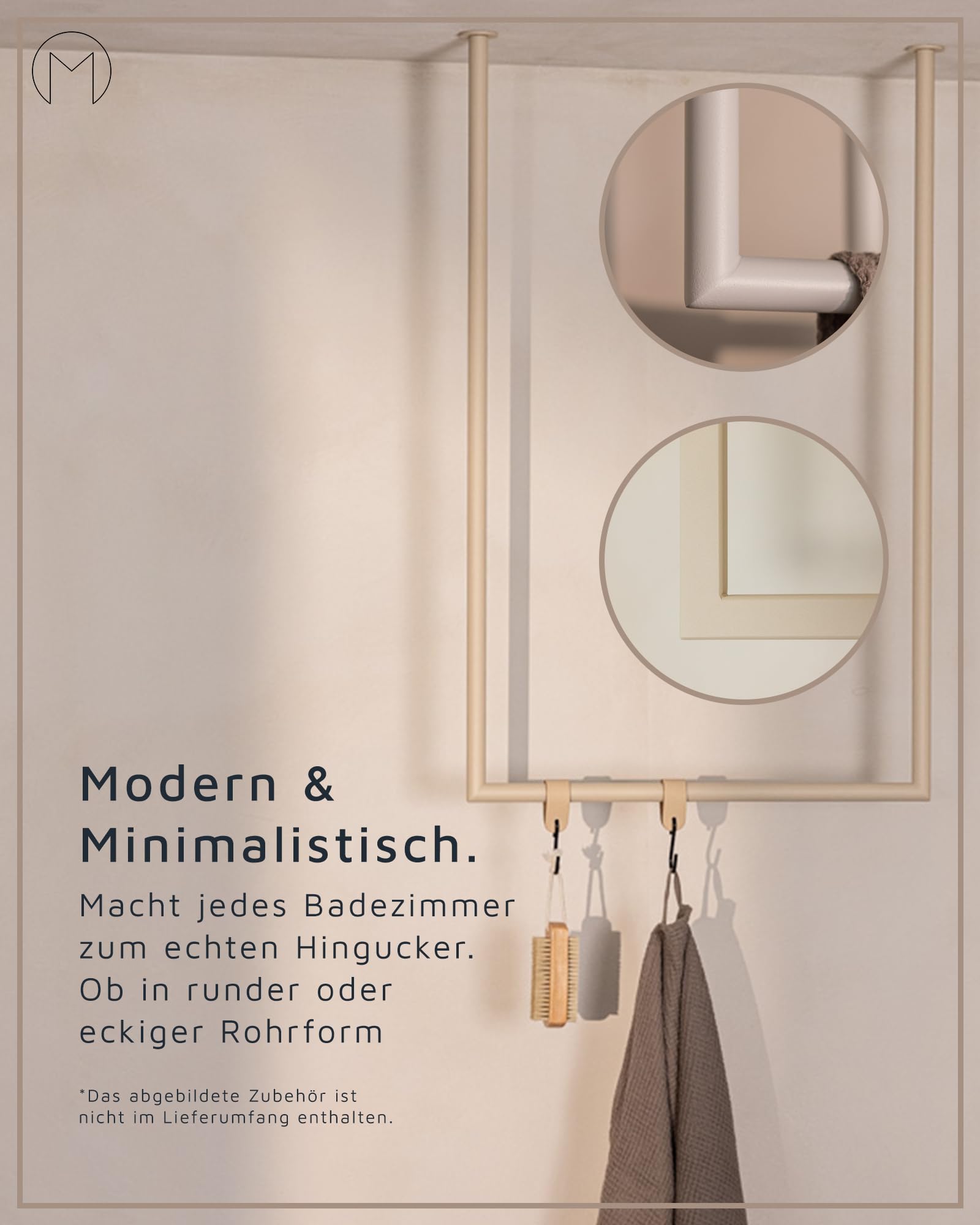 M Metallbude TENSI Design Handtuchhalter 2er-Set 60 x 50 cm & 80 x 50 cm Schwarz. Aus hochwertigem pulverbeschichtetem Stahl. Badezimmer. Minimalistisch. Stabil. Ohne sichtbare Verschraubungen.