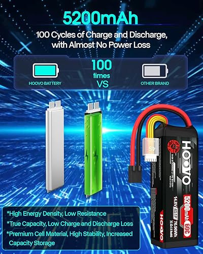 Miniatura 5 de HOOVO 14.8V 5200mAh 60C 4S Lipo batería con conector para RC helicóptero RC avión Quadcopter Drone RC barco