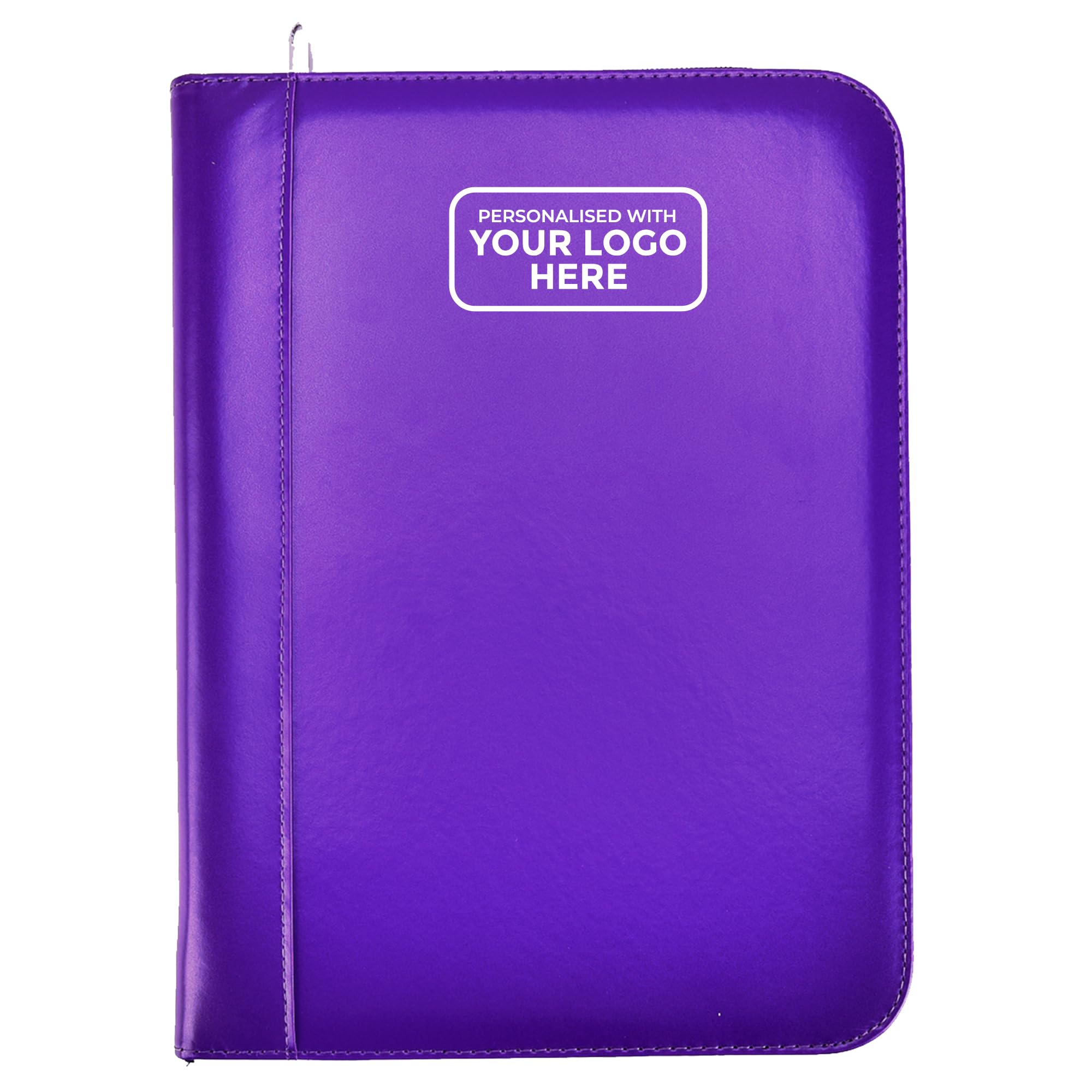 Arpan Personalised Custom Logo A4 Executive Ring Binder Portfolio, Zipped Conference Folder, Document File Folder with Calculator, Punch Pockets, Card & Pen Holders (Purple)