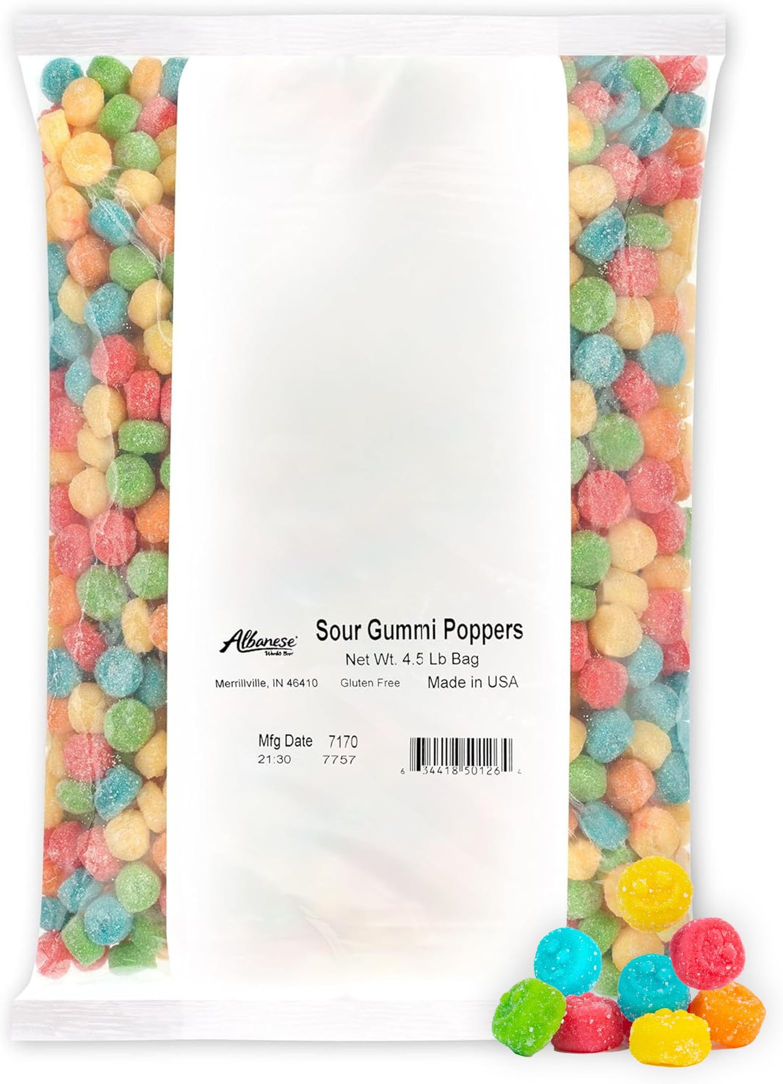Albanese Candy, Sour Gummi Poppers, 4.5-pound Bag