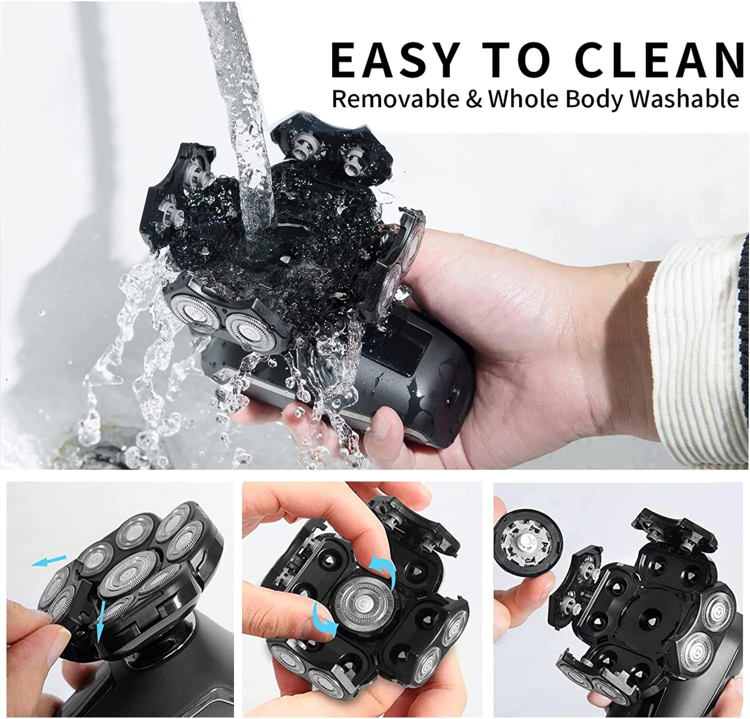 Head Shaver Replacement Heads,Head Shaver Replacement Blades, Head Shavers for Bald Men,Head shavers for Men, Stainless Steel Rotary Blades for Electric Head Razor (silver9) - Image 5