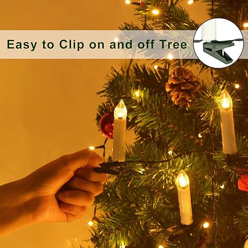 Miniatura 5 de Tira de luces de vela de Navidad que funcionan con pilas, temporizador automático, sin llama, con clips, 30 luces LED de 20 pies para chimeneas de
