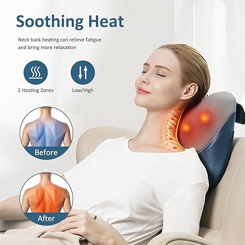 Miniatura 5 de MOUNTRAX Shiatsu - Masajeador de espalda con calor, regalos para mujeres y hombres, masajeador de espalda para aliviar el dolor de tejido profundo,