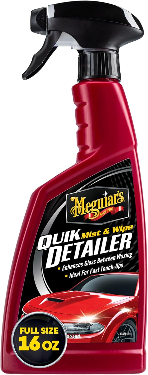Meguiar's Quik Detailer Mist & Wipe - Easy to Use Car Spray Detailer Lifts Light Dust, Fingerprints, Smudges, and Fresh Contaminants - Perfect to Enhance Shine and Protection Between Washes, 16 Oz