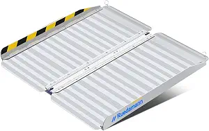 Ruedamann 2 FT Portable Aluminum Wheelchair Ramp with Upgraded Hinge and Non-Slip Surface
