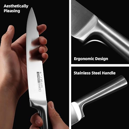 Miniatura 6 de KOFERY Juego de cuchillos de cocina de 5 piezas, cuchillas afiladas de acero inoxidable con mango ergonómico integrado, fácil de limpiar e ideal