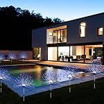 Lumières solaires extérieures, paquet de 4 120 LED Les feux d'artifice solaires imperméables sont 8 Modes Décorative Sparkles Stake Landscape Light, Jardin de fil de cuivre Lampe de feu pour jardin Patio Decor (Multi-Color)