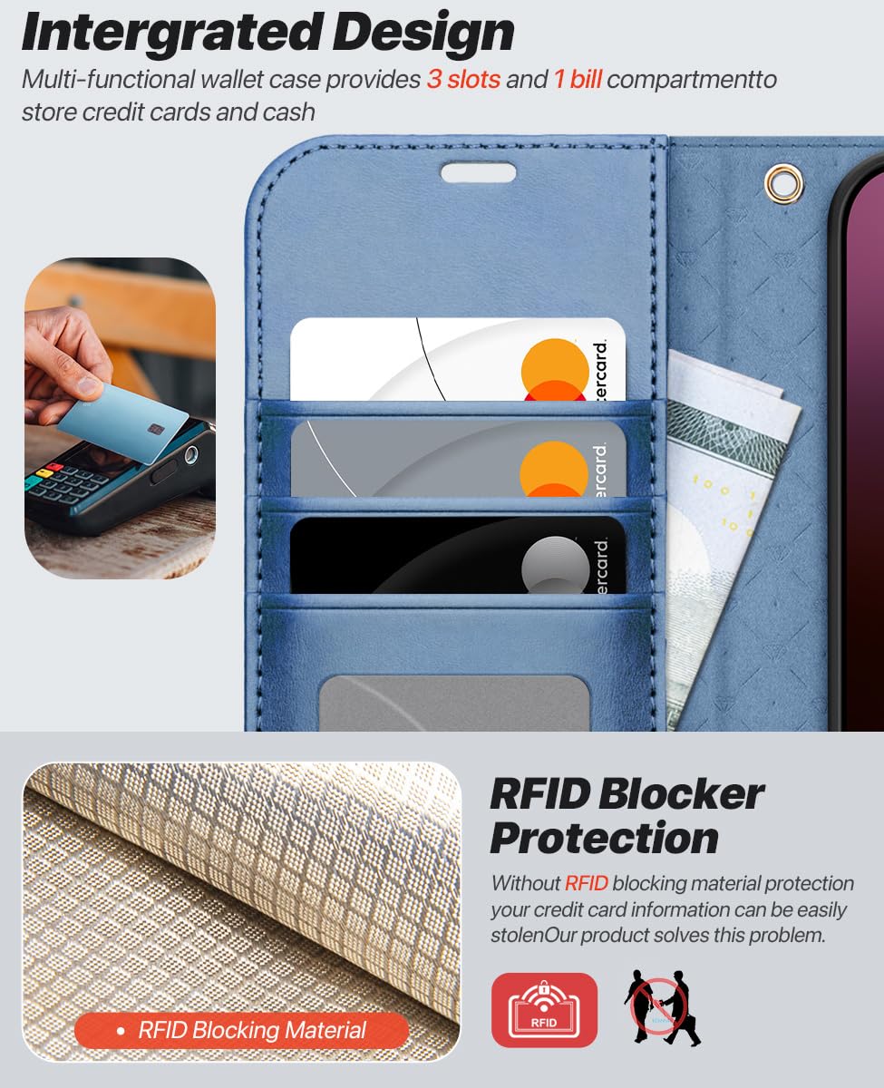 OCASE for iPhone 16 Pro Case, Detachable 2 in 1 PU Leather Wallet Case with RFID Blocking, Wireless Charging, Card Holders - Image 4