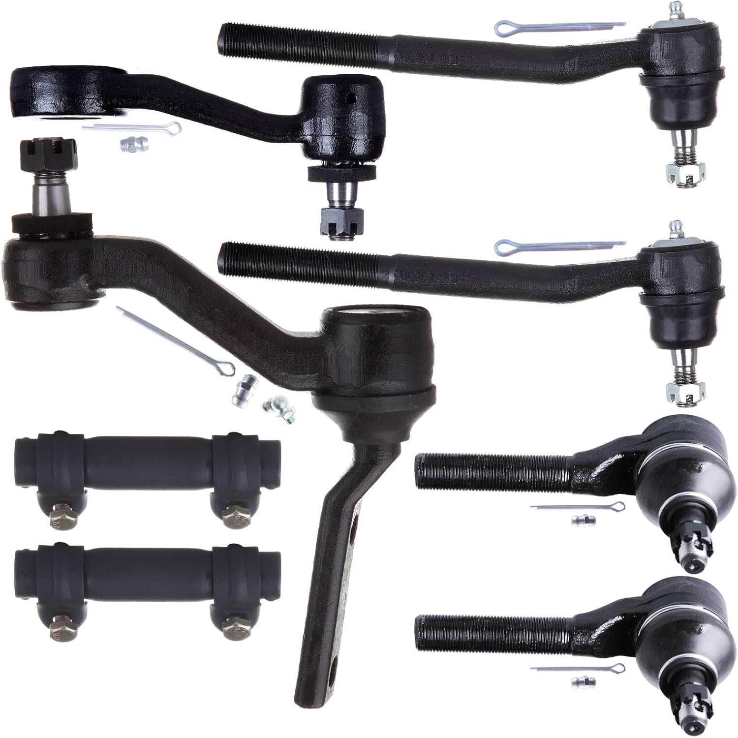 OCPTY - New 8-Piece Fit For Chevrolet Blazer S10 For GMC Jimmy For Sonoma For Isuzu Hombre For Oldsmobile Bravada - 2 Front Seering Idler Pitman Arm 2 Adjusting Sleeves 2 Outer 2 Inner Tie Rod Ends