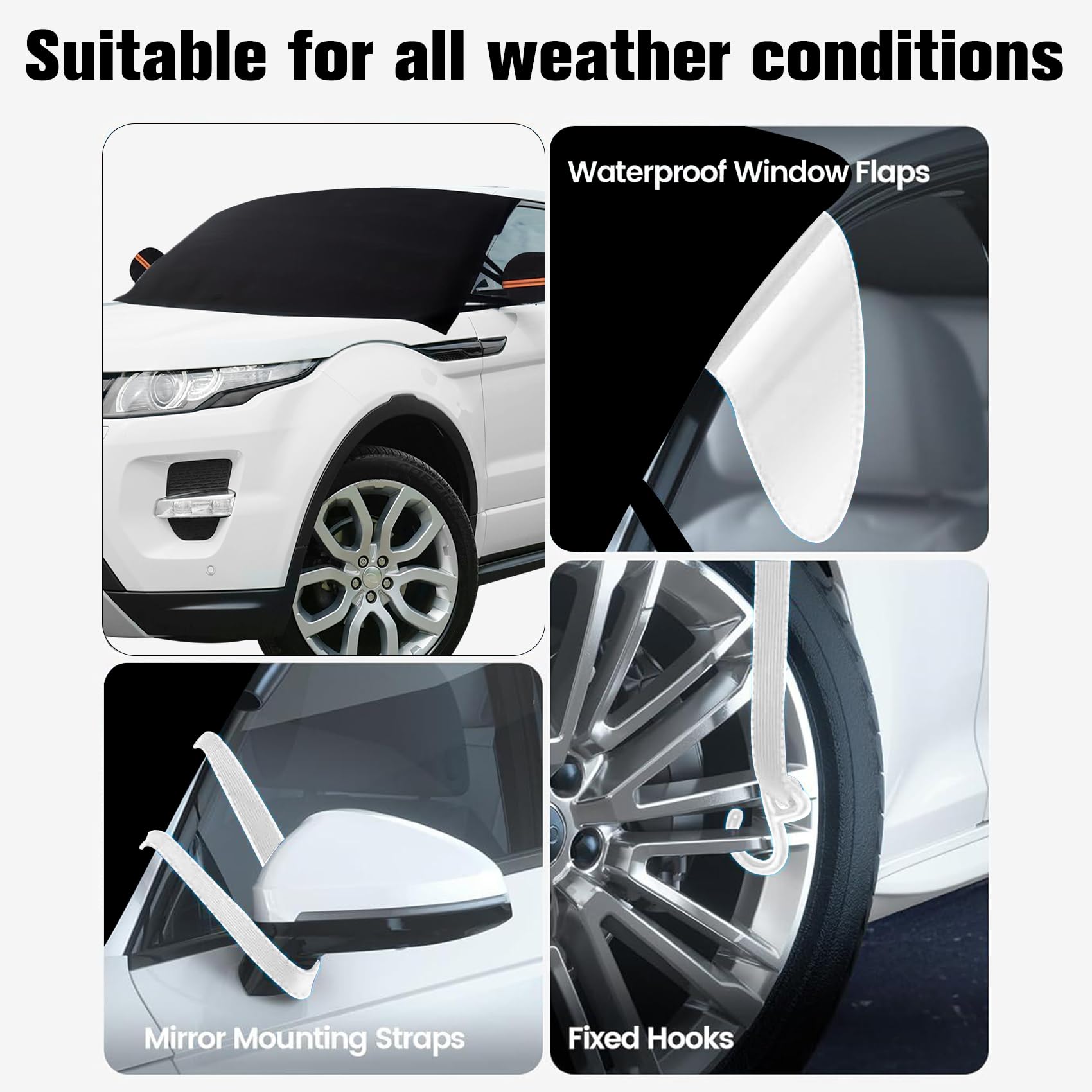 Copertura per parabrezza auto per ghiaccio e neve, copertura antigelo per auto, SUV e camion, copertura invernale per parabrezza auto, copertura neve con 5 strati impermeabile e resistente