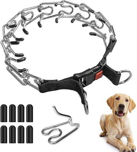 Collar de entrenamiento para perros eslabones ajustables de acero inoxidable con hebilla de liberación rápida para perros pequeños medianos y