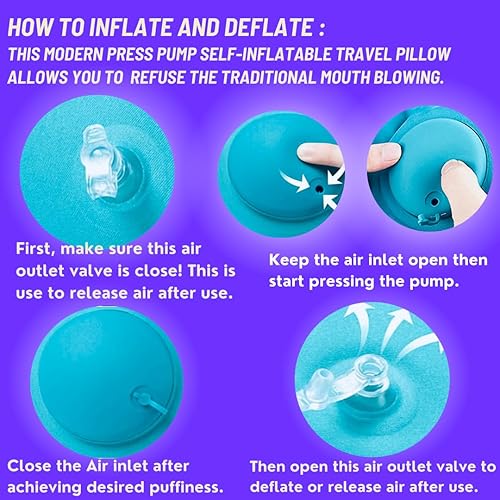 Miniatura 3 de Almohadas inflables de viaje para aviones - Almohada para el cuello inflable - Bomba de prensa- Almohada de avión inflable -TPU de seda de leche