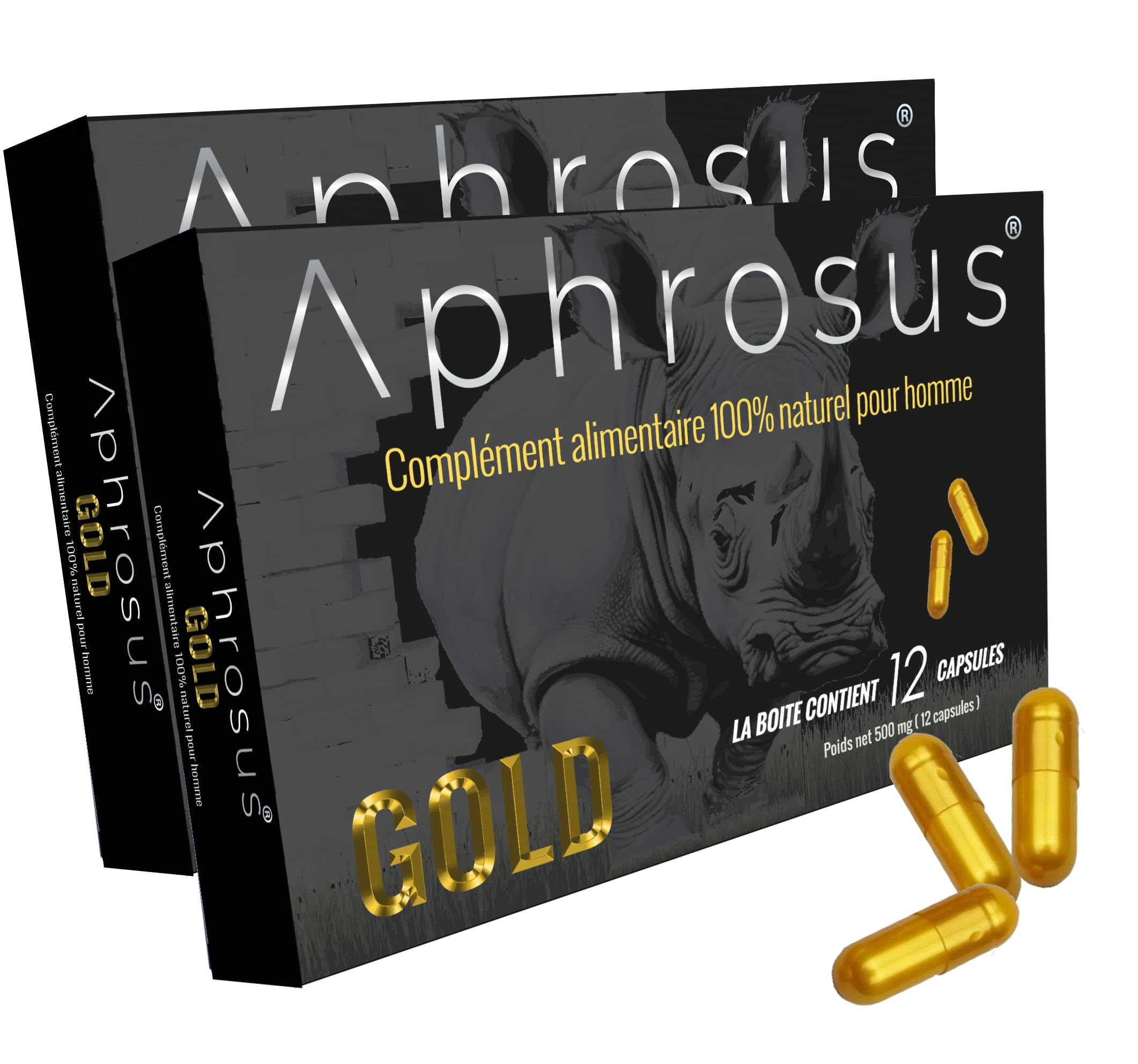 Gold Offre Deux boites -Complément alimentaire pour hommes à base de ginseng et Ginkgo- Effet super puissant et prolongé -blister 12 gélulerolongé -blister 12 gélules (2 Boites)
