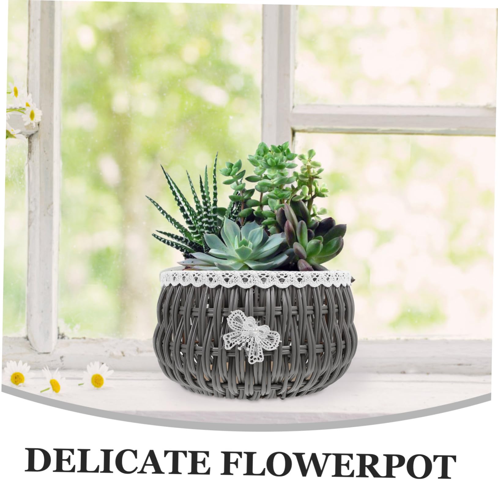 INOOMP 3stücke Rustikaler Geflochtener Pflanzkorb Für Blumen Und Pflanzen Handgefertigter Aufbewahrungskorb Für Indoor Und Outdoor-Dekoration Vielseitig Einsetzbar Kleine